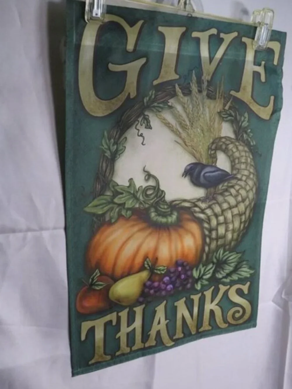 Fall Cornucopia Garden Flag Small 18x12 Give Thanks Double Sided JetMax